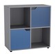 image 1 of 4-Cube Shelving Unit With Wooden Doors - Square | Grey | Grey & Blue | 1