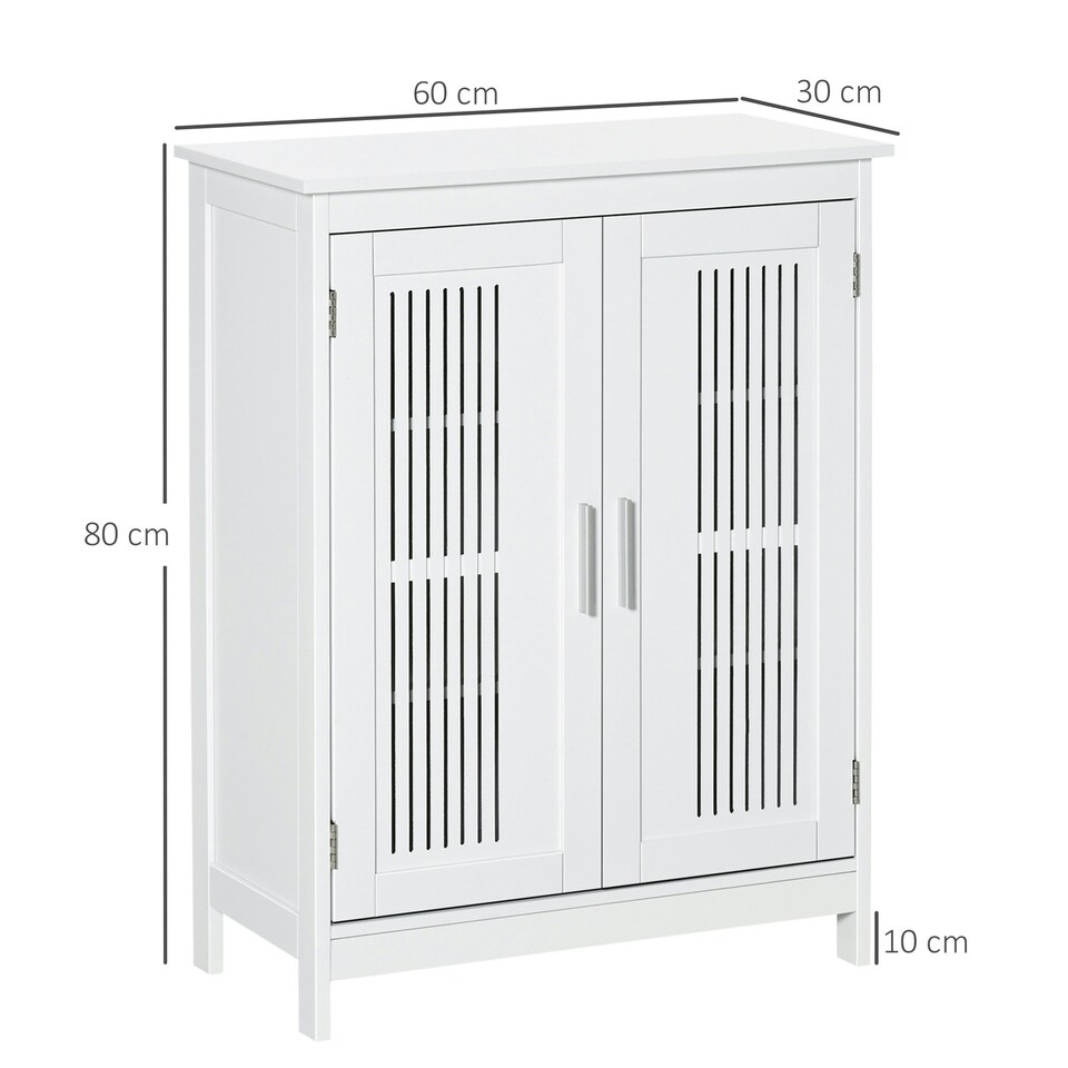 image 1 of kleankin Modern Bathroom Cabinet, Freestanding Floor Cabinet with Storage, White White