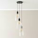 image 3 of ValueLights Kira Glass Cloche Dome 3 Drop Cluster Matte Black Ceiling Pendant Light Black