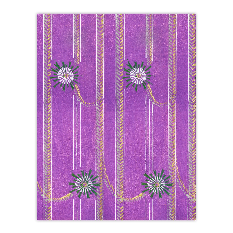 image 1 of Purple Floral Vintage Pattern Japan Wall Art Print Furuya Korin 12x16"