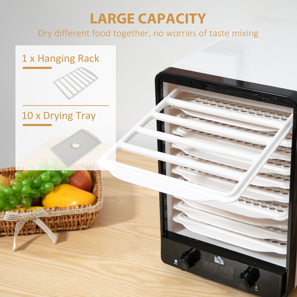image 1 of HOMCOM 550W 11 Tier Food Dehydrator for Fruit Meat Vegetable Jerky Pet Treat