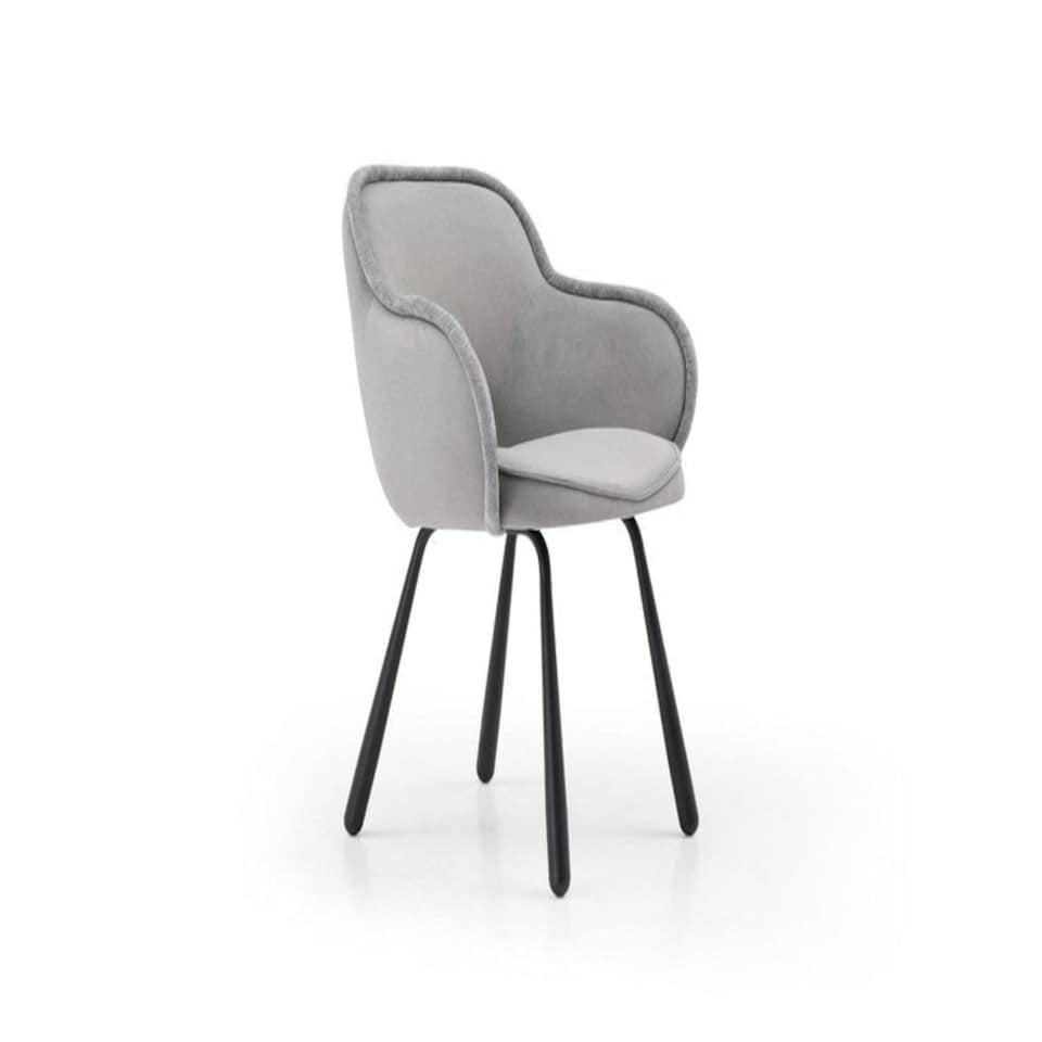 image 1 of Claudia Art Deco Dining Chairs (Pack of 2) - L52 x W44 x H84.5 cm - Grey Grey