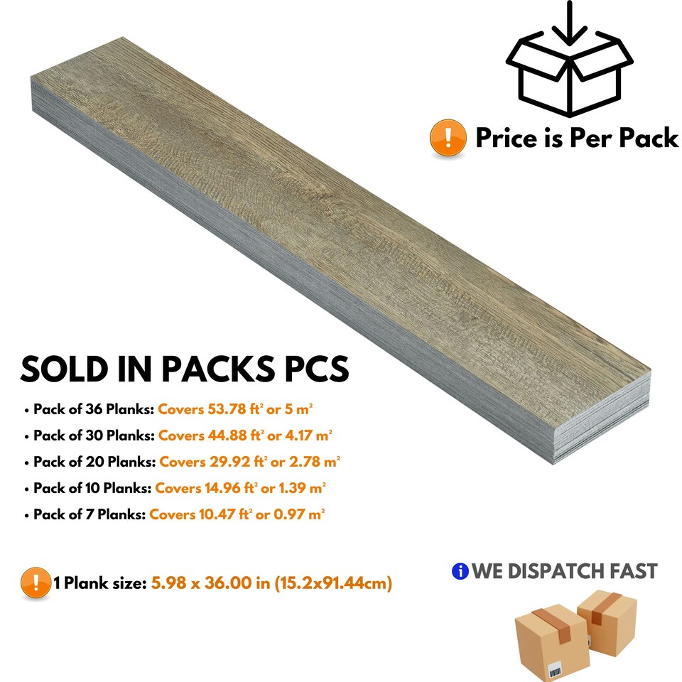 image 1 of NOVECRAFTO Self Adhesive Vinyl Floor Planks – Peel & Stick Flooring – Dark Brown Oak Effect – Easy DIY Installation – Durable & Waterproof Tiles Brown | 4.17 sqm