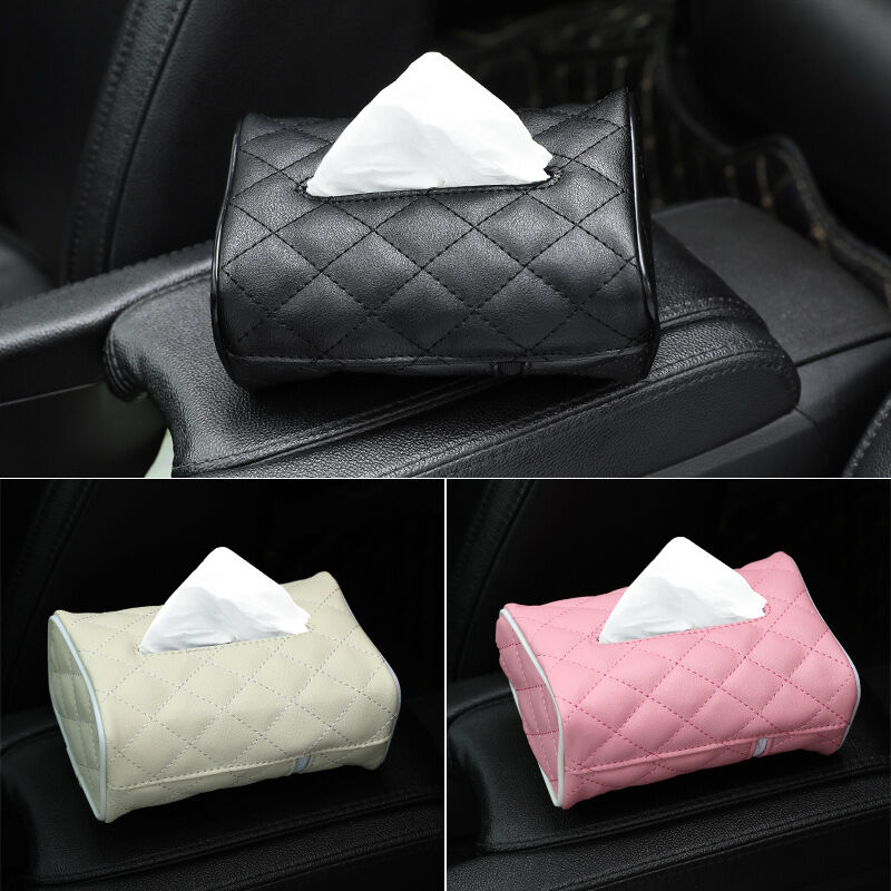PU Leather Car Tissue Holder for Car Back Seat Headrest Hanging Tissue Box for Universal Car 3pcs