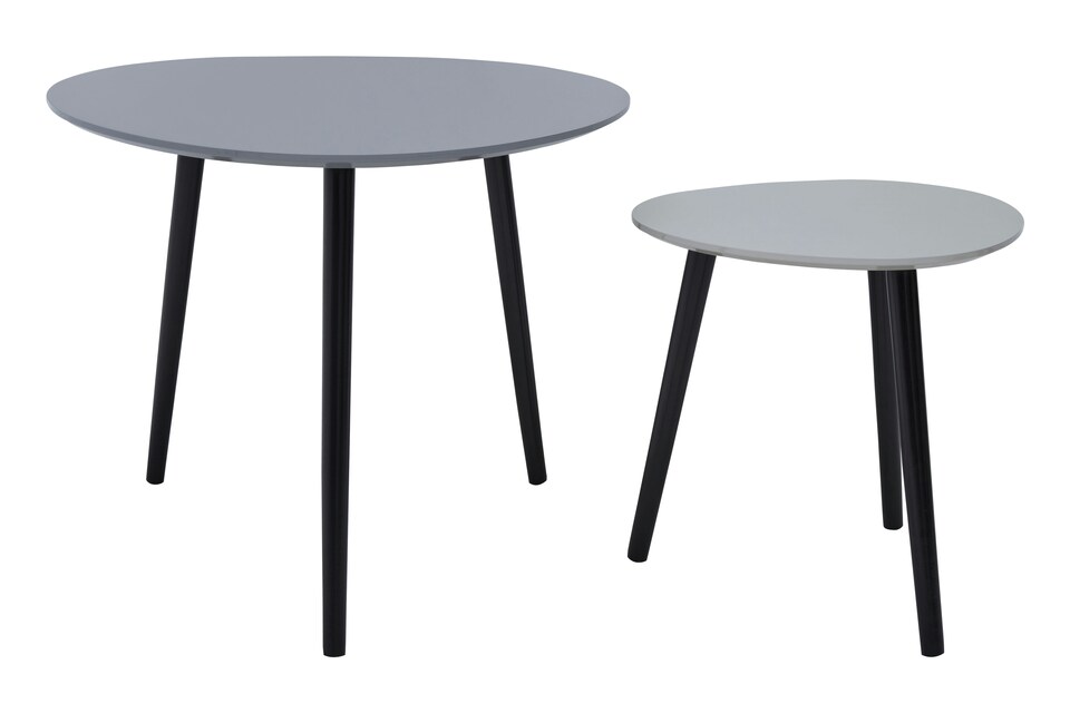 image 1 of Orsina Grey Set of 2 Nesting Tables, Triangular Nest of Tables with Three Legs, Sturdy Side Tables for Home, Office