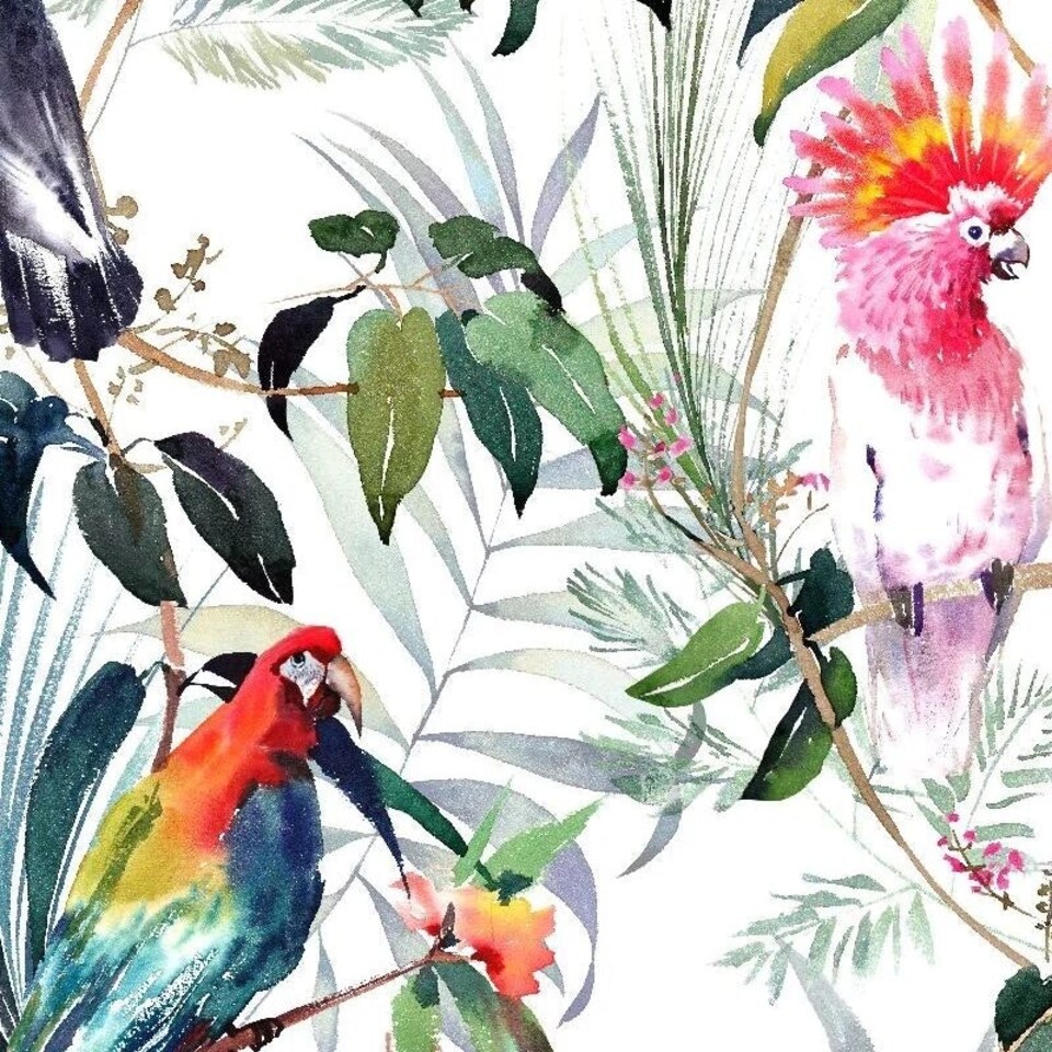 image 1 of Transform Peel & Stick Tropical Floral & Parrot Multicoloured Self-Adhesive Wallpaper Multi | Multi