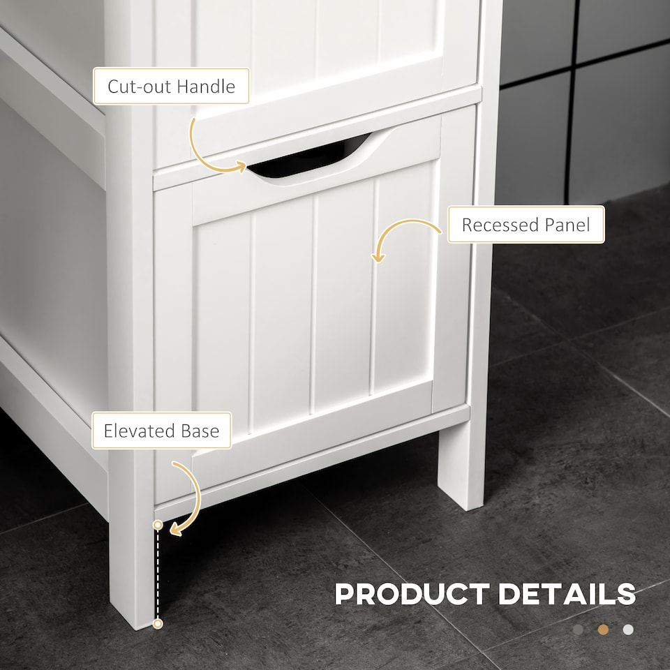 image 1 of HOMCOM Slim Bathroom Storage unit with 3 Drawers and 2 Open Shelves, White