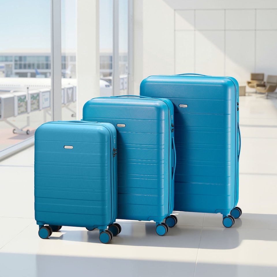 image 1 of Vonhaus Hard Shell Suitcase Set 3 Piece with TSA Lock | Blue | Teal