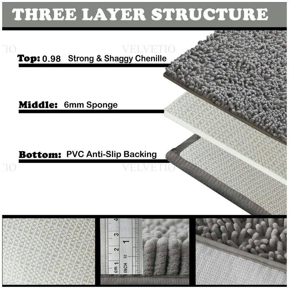 image 1 of VELVETIO Loop Bath Set Anti Slip Water Absorbent Soft Bathroom Rugs Green | Dark Green