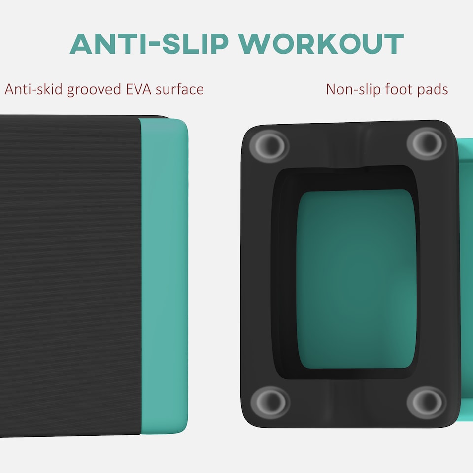 image 1 of SPORTNOW Fitness Stepper, 3-Height Adjustable Aerobic Step, Non-Slip Exercise Step Board for Home Gym Office Workout, 10.5cm, 15.5cm, 20.5cm, Green