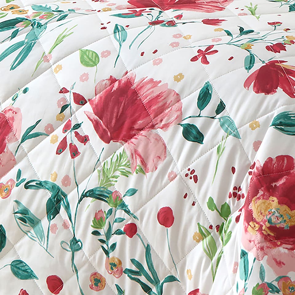 image 1 of D & D Abstract Poppy Bedspread Red
