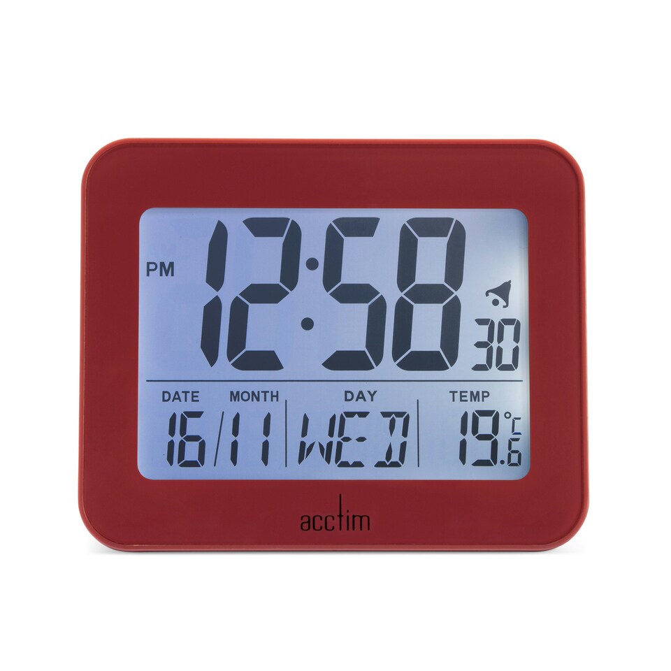 image 1 of Acctim Otto Superbrite® Digital Bedside Alarm Clock Red | Spice