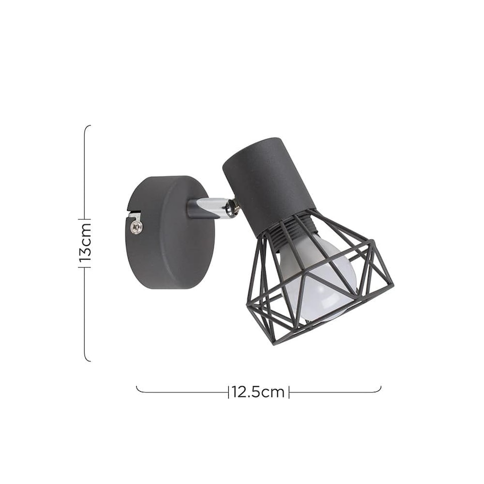 image 1 of ValueLights Retro Style Metal Cage Wall Light Pewter Grey | Grey