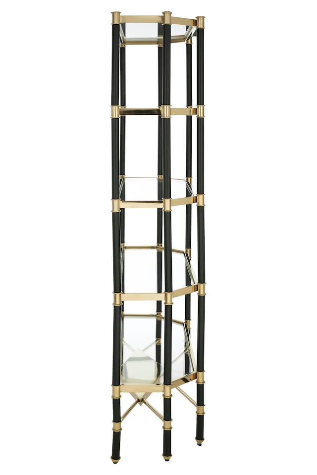 image 1 of Interiors by Premier 5-Tier Shelf Unit, Modern Storage Solution, Gold Shelf Unit, Gold and Glass Shelving Unit, Gold Shelf Unit | Gold