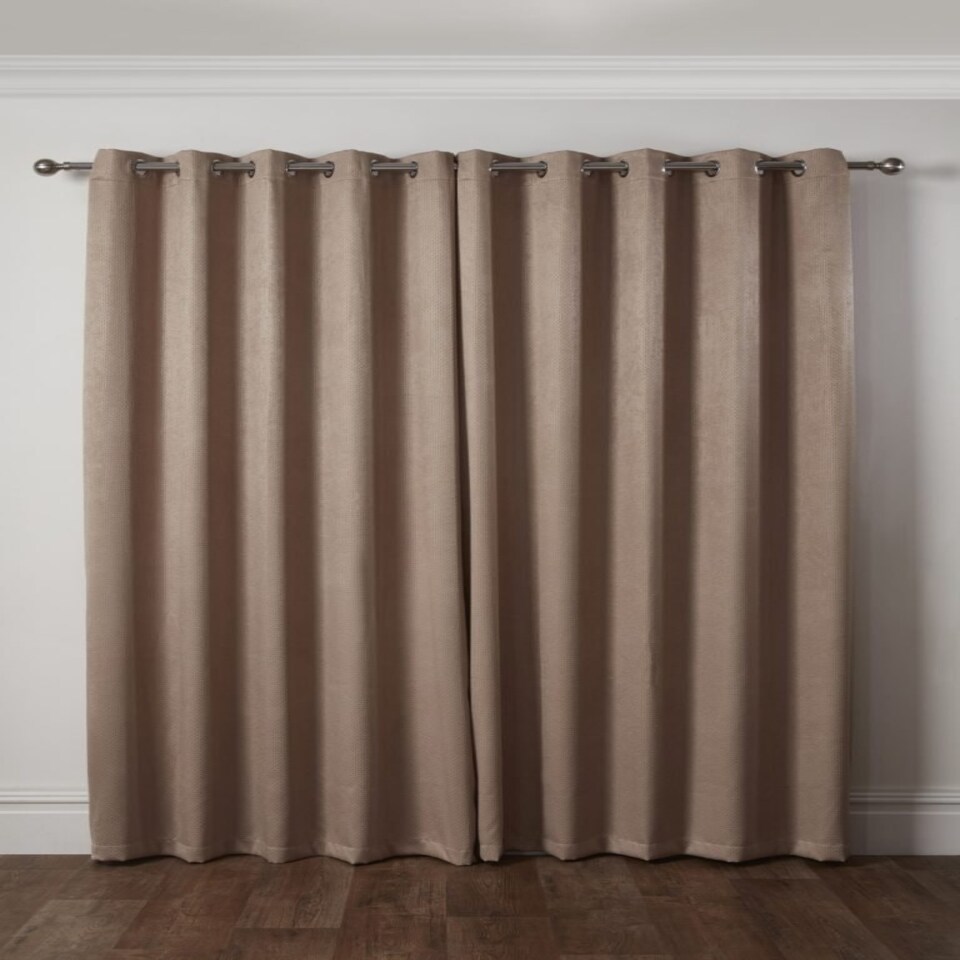 image 1 of Metro Thermal Blackout Eyelet Curtains 168cm x 228cm Taupe Brown | Natural