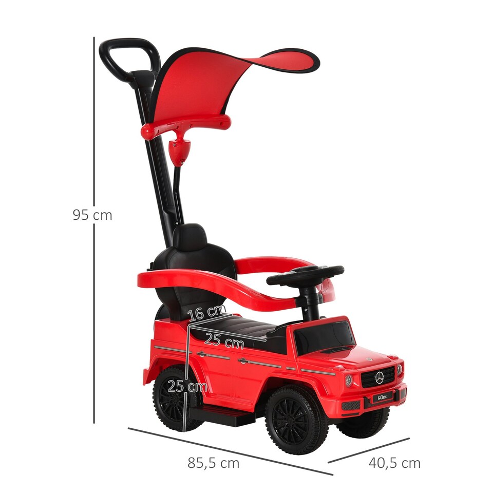 image 1 of HOMCOM Kids Ride-on Push Car 3 in 1 Benz G350 Baby Floor Slider Walker, Red
