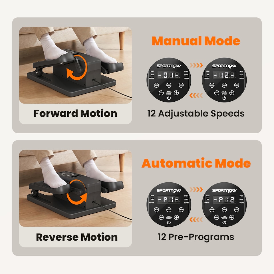 image 1 of SPORTNOW Under Desk Elliptical Machine with Manual & Auto Modes