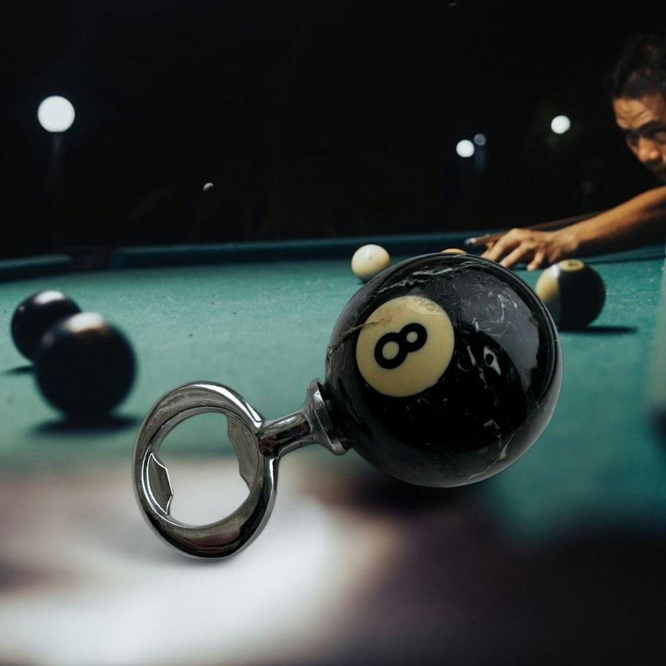image 1 of Sportgiftz 8 Ball Bottle Opener | Fun Pool Ball Design, Heavy-Duty Bottle Opener