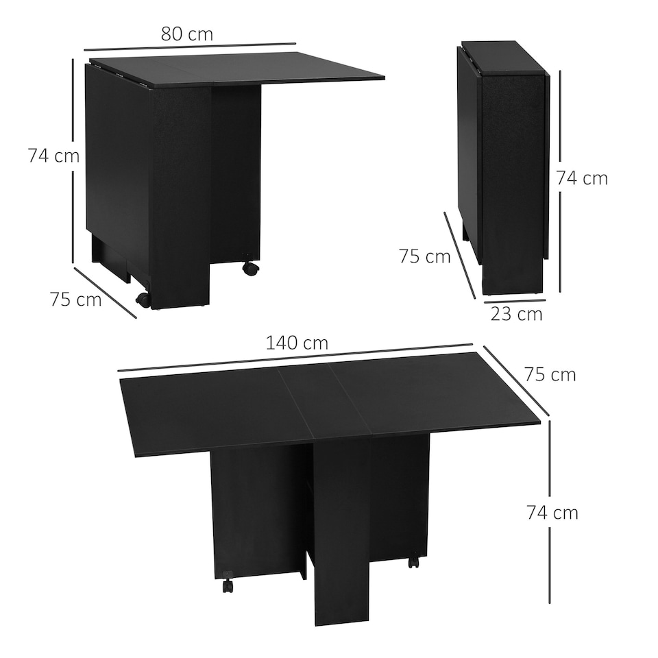 image 1 of HOMCOM Rolling Drop Leaf Dining Table Folding Kitchen Table with Open Shelves