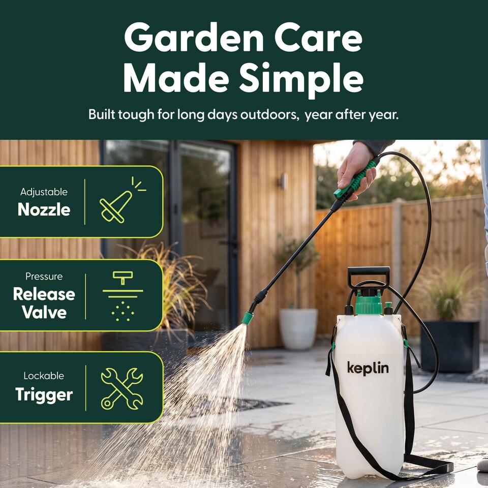 image 1 of Keplin Pump Action Garden Pressure Sprayer with Long Lance Spray and Mist Nozzle