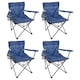 image 1 of Harbour Housewares Folding Canvas Camping Chairs - Matt Black/Navy - Pack of 4