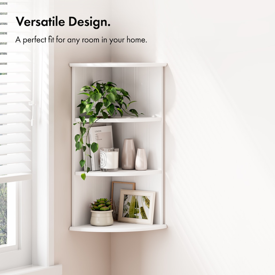 image 1 of VonHaus Holbrook White Bathroom 3 Tier Corner Shelf