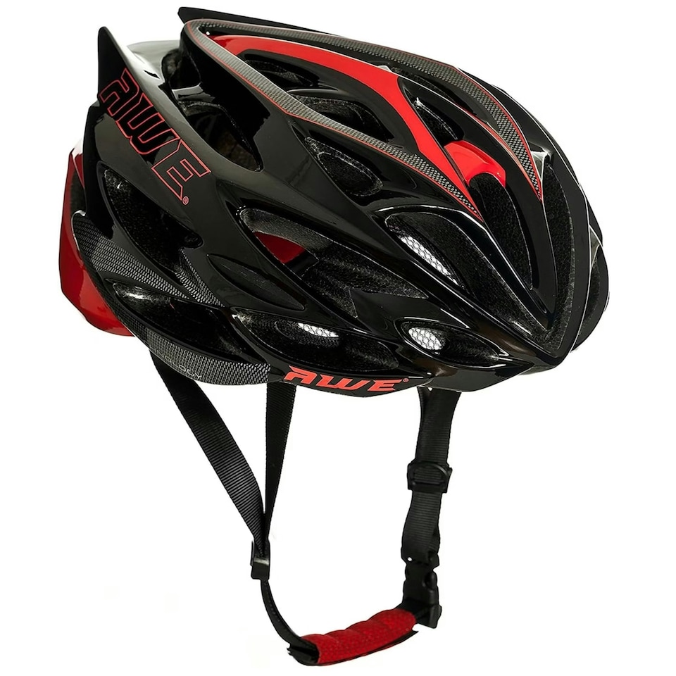 image 1 of AWE AweSpeed In Mould Adult Road Bike Helmet Large 58-61cm Black/Red Crash Guarantee* Red | L