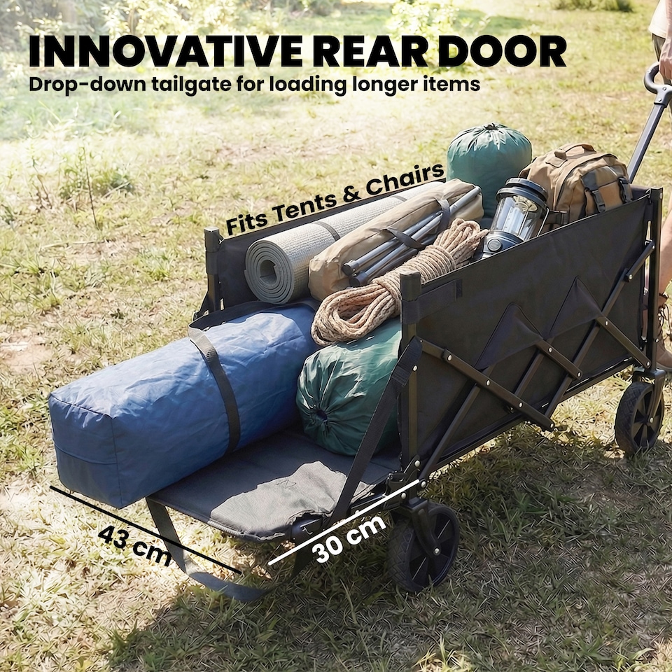 image 1 of Outsunny 60L Festival Trolley on Wheels, Collapsible Wagon Cart | Black | Black | 71 x 45 x 86 cm