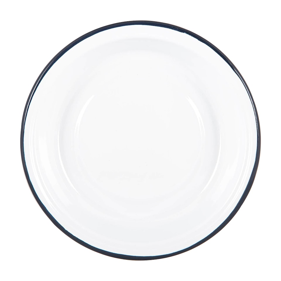 image 1 of Argon Tableware White Enamel Deep Bowls - 22.5cm - Navy - Pack of 6 | Blue | Navy