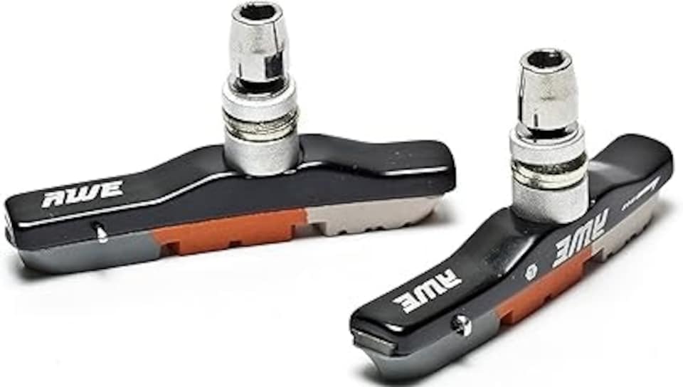 image 1 of AWE 72mm Triple Contour V Brake Blocks/Pads + FREE Spare Pads worth 9.99 Grey/Orange/White