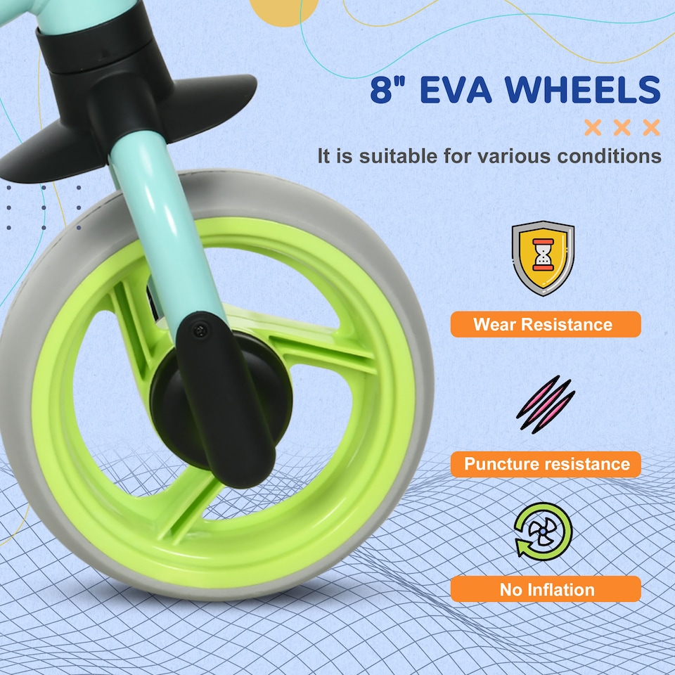 image 1 of AIYAPLAY 8 Baby Balance Bike with Adjustable Seat, Lightweight Training Bike for Children with EVA Wheels, Easy Installation, No Pedals, for Ages 18-48 Months - Green