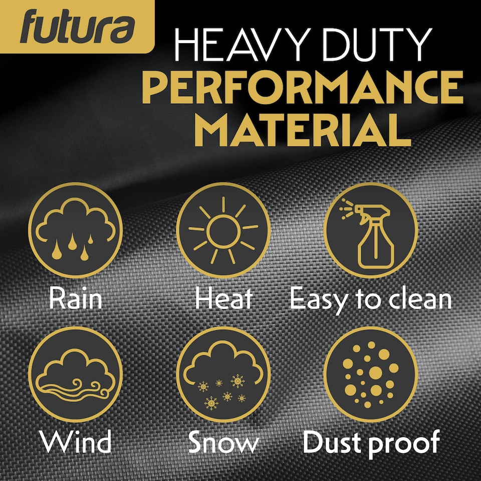 image 1 of Futura Premium Waterproof BBQ Cover 183x66x130cm Large Outdoor Barbecue Grills Cover 600D | Black | Black | Large - 183x66x130cm | 1