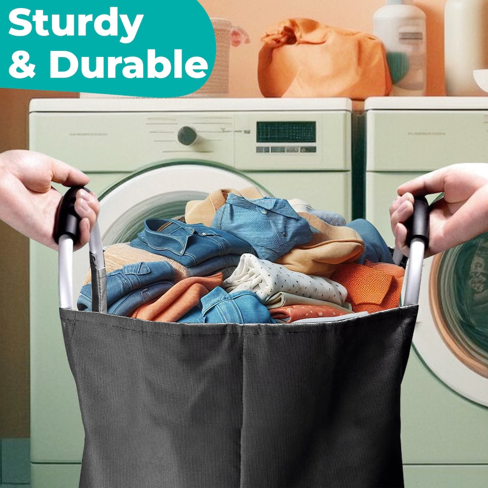 image 1 of 40L Collapsible Laundry Basket, Laundry Hamper with Padded Handles