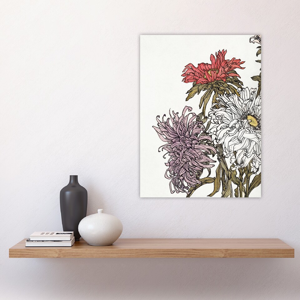 image 1 of Chrysanthemums Flower Painting Vintage Wall Art Print Graag 18x24"