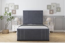 Sloomy Kingsley Steel Plush Bed Frame With Mattress With 50" Upholstered Headboard 4'6 Double