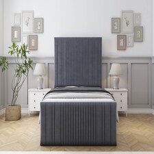 Sloomy Kingsley Steel Plush Bed Frame With Mattress With 50" Upholstered Headboard 4'6 Double