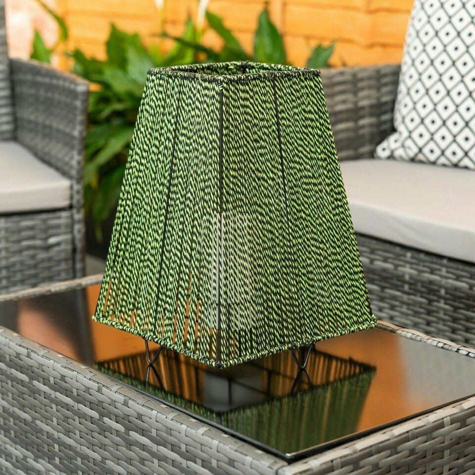 image 1 of ValueLights Battery Operated Outdoor Green Rope Candle Lantern Garden Light