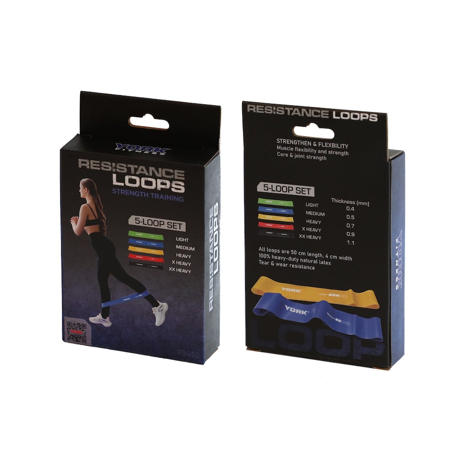 image 1 of York Resistance Loop Set — 5 Natural Latex Bands (Light to XX-Heavy) | Multi | 50cm length, 4cm width