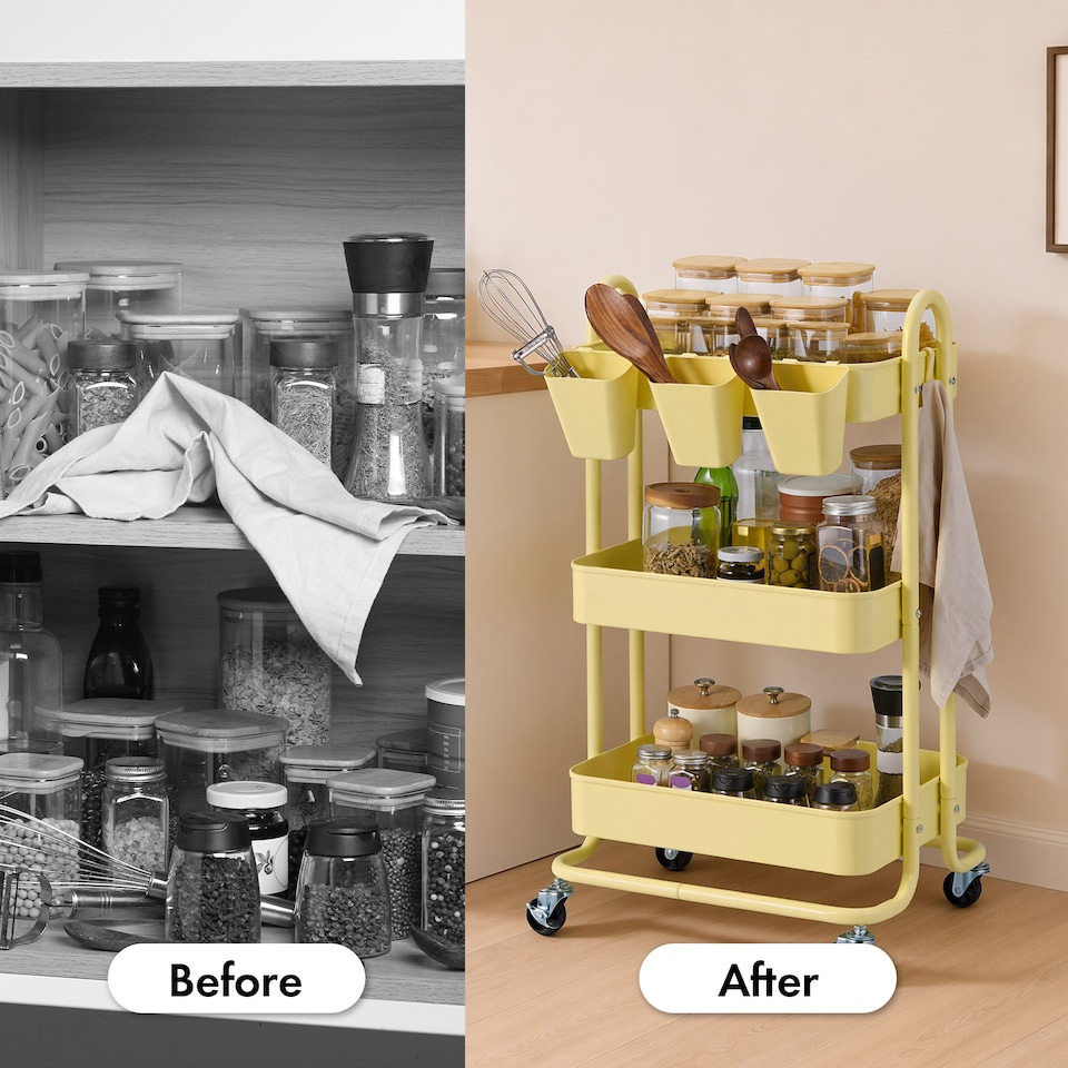 image 1 of Vonhaus Storage Trolley 3 Tier Bathroom & Kitchen Storage