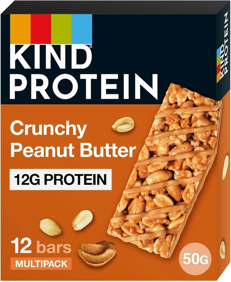 image 1 of KIND Protein Bars, Gluten Free Snack Bars, Crunchy Peanut Butter, High Fibre, Source of Protein, No Artificial Colours, Flavours or Preservatives, 12 x 50g | Brown