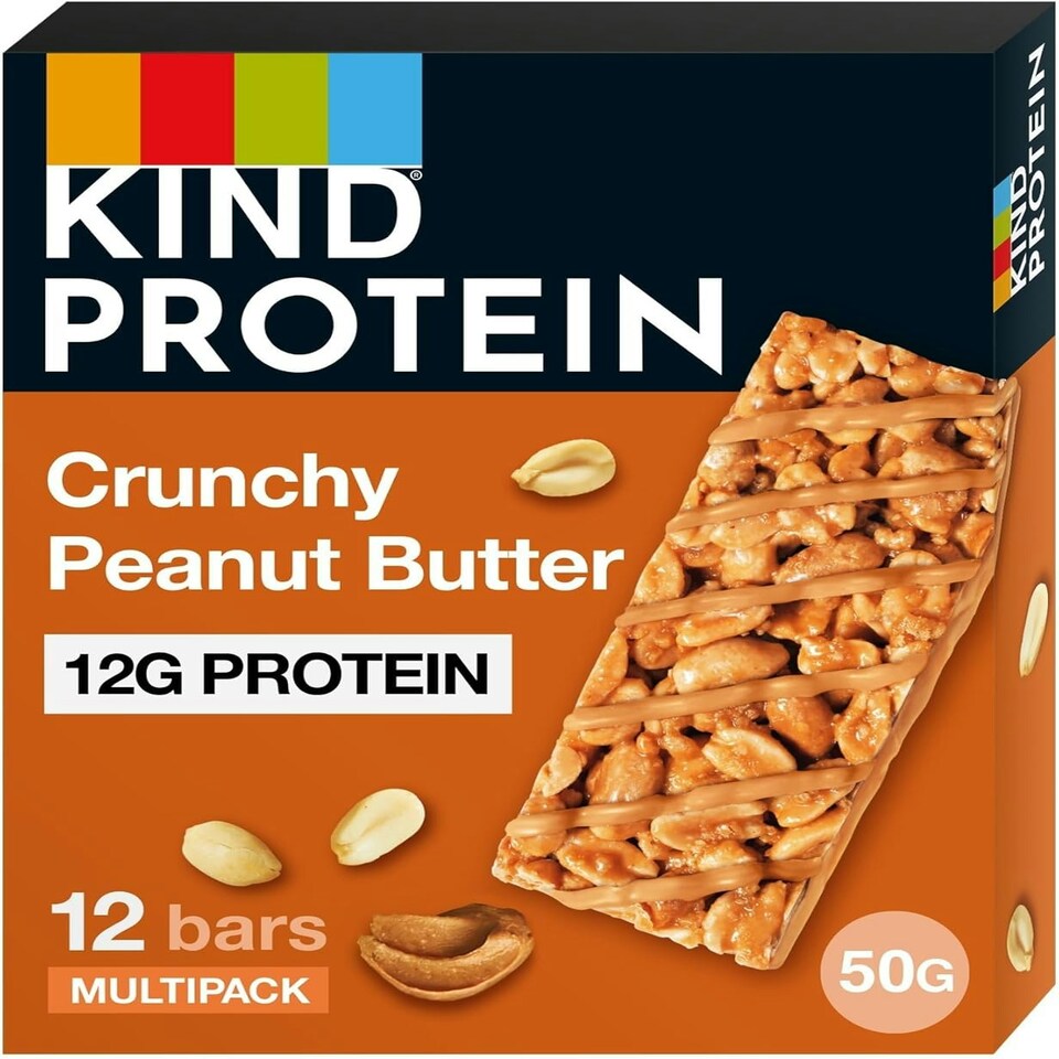 image 1 of KIND Protein Bars, Gluten Free Snack Bars, Crunchy Peanut Butter, High Fibre, Source of Protein, No Artificial Colours, Flavours or Preservatives, 12 x 50g