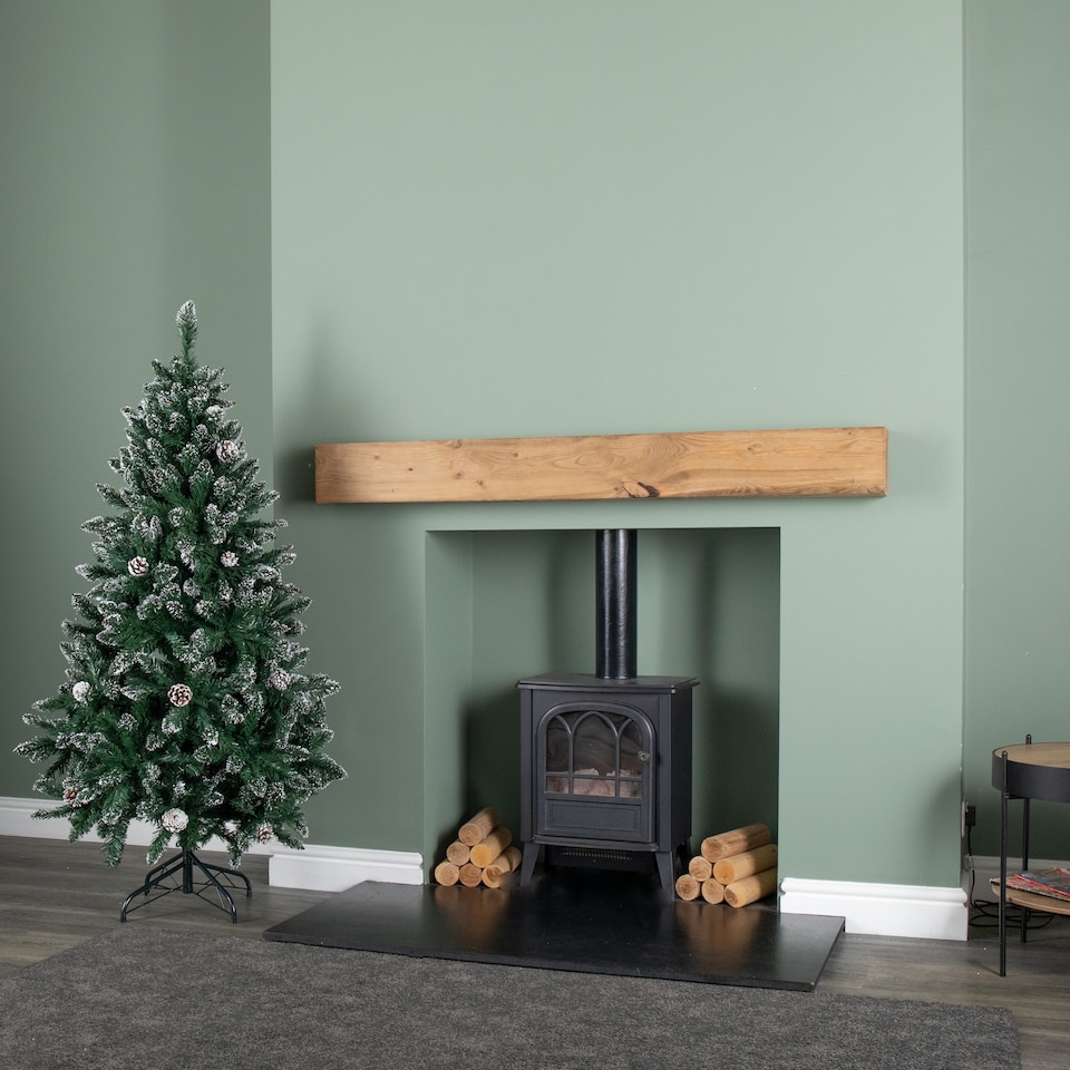 image 1 of 5ft (1.5m) Tall Rocky Mountain Pine Christmas Tree with 526 Snow Tipped Branches & Pinecones