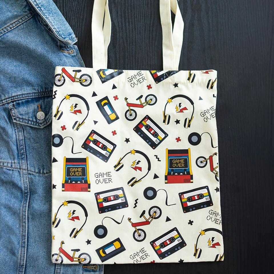 image 1 of Retro Print Shopping Tote bag Multi