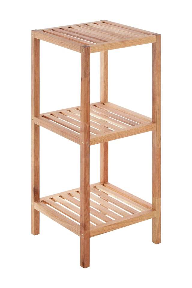 image 1 of Orsina Contemporary Sleek 3 Tier Walnut Wood Bathroom Shelf Unit, Versatile Large Shelving Unit, Durable Shelf