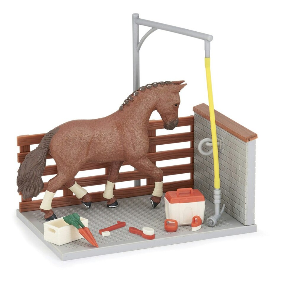 image 1 of PAPO Horses and Ponies Wash Box and Accessories Toy Playset