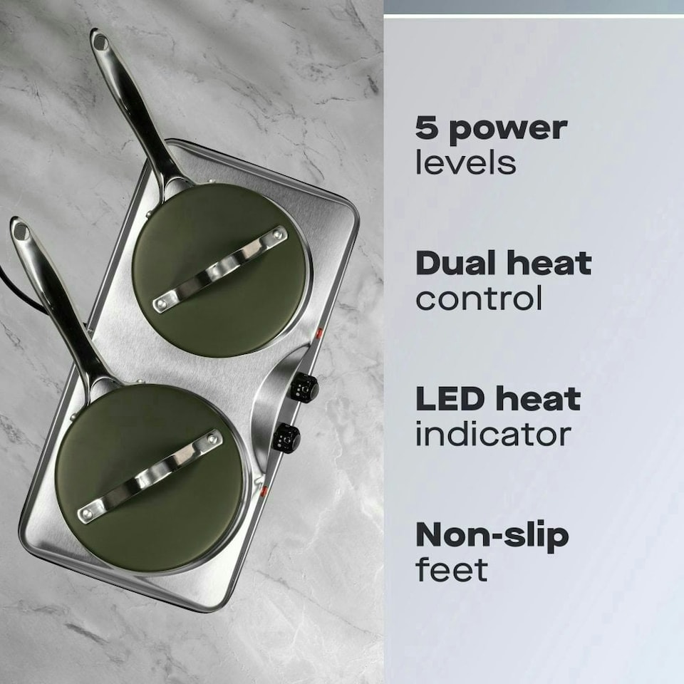 image 1 of Daewoo Stainless Steel Portable Double Hot Plate