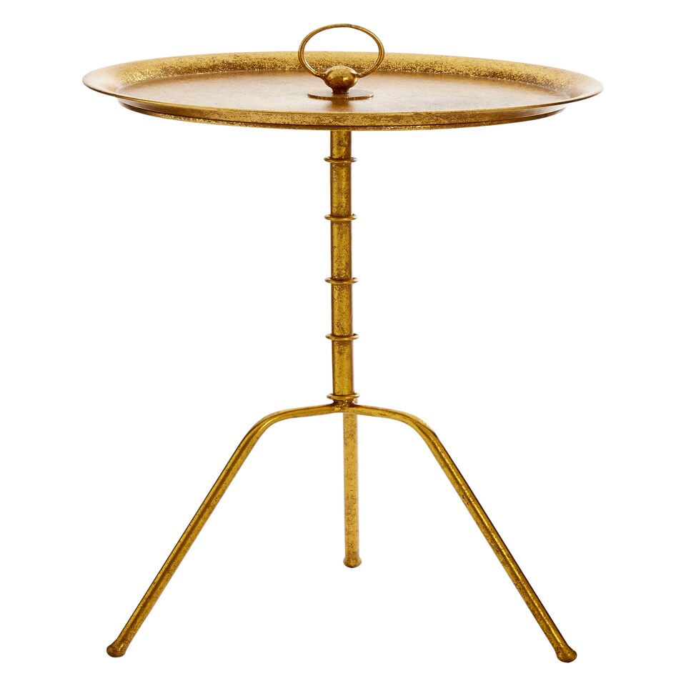 image 1 of Interiors by Premier Distressed Small Accent Table, Elegant Corner Table, Gold Finish Bedside Table, Durable Functional Table