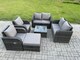 image 1 of Fimous 7 Seater Rattan Sofa Set Outdoor Garden Furniture Set with Square Coffee Table Loveseat Sofa Reclining Chairs Big Footstool Dark Grey Mixed