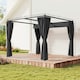 image 7 of Outsunny 3 x 3(m) Pergola with Retractable Roof and Curtains, Charcoal Grey