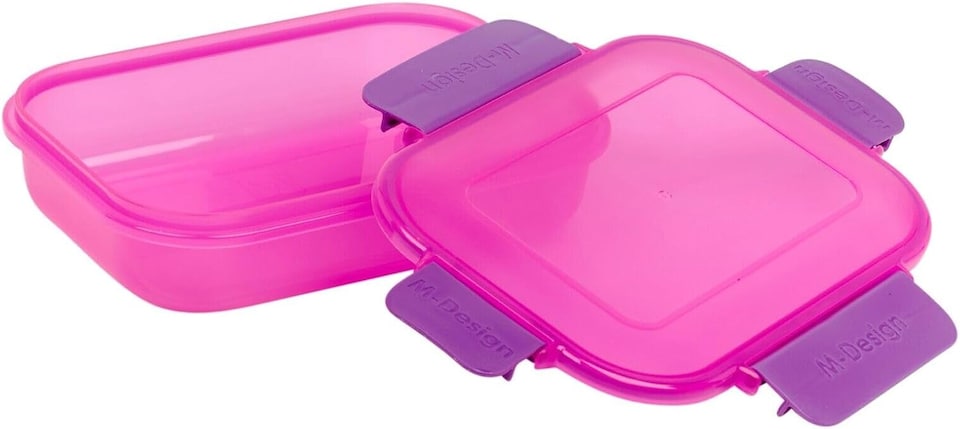 image 1 of Plastic Lunch Box Food Storage Air Tight Rubber Seal Container with Clip Lock 600ml | Pink | 6 Pink & Purple | 600 ml | 6
